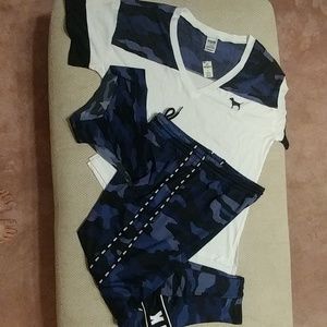 VS Pink Camo Track Pants, legging tee, cheeksters